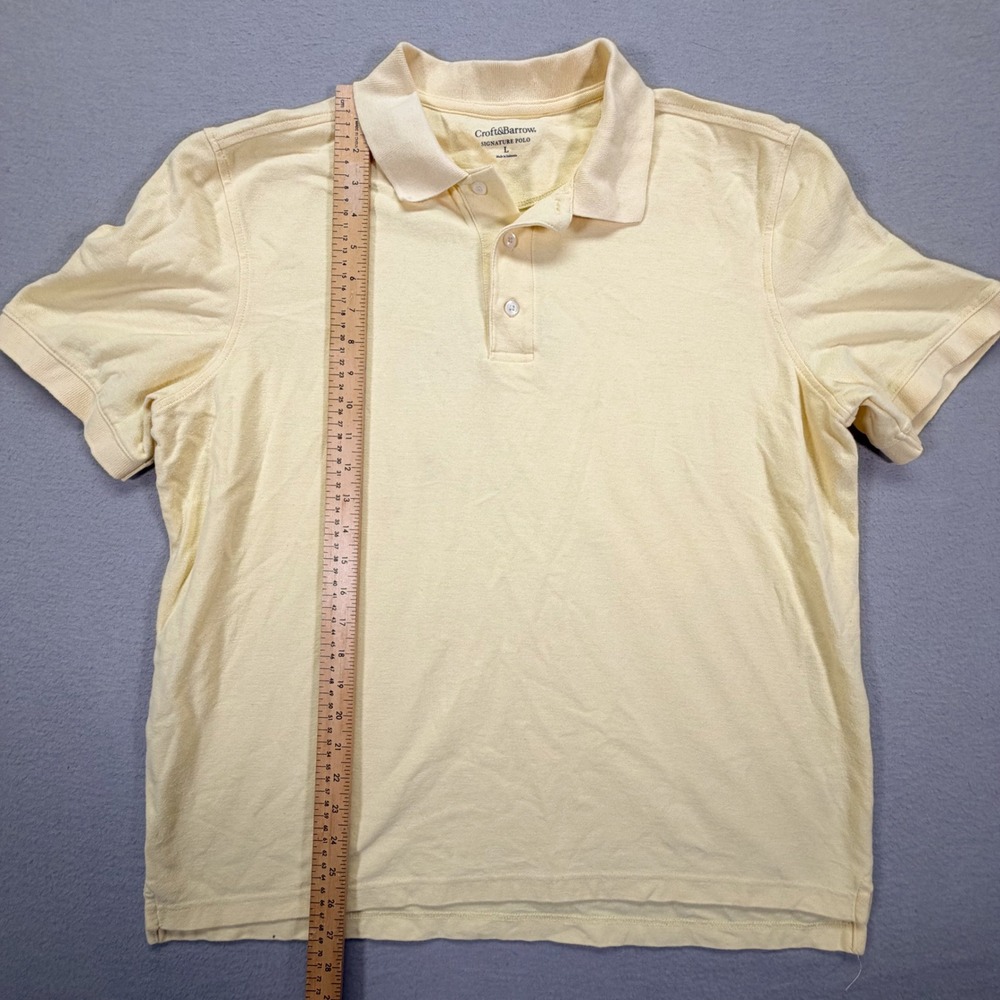 Croft & Barrow Mens Polo Shirt Regular Yellow Short Sleeve Cotton L - Picture 2 of 7